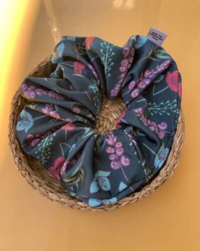 Σούρα Μαλλιών Χειροποίητη 'Vintage Black Flowers'